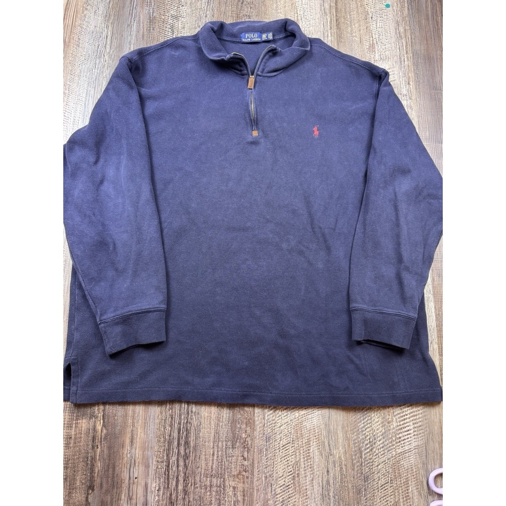 Polo Ralph Lauren Quarter Zip Sweater Mens 2XLT Tall Blue Pullover Sweatshirt